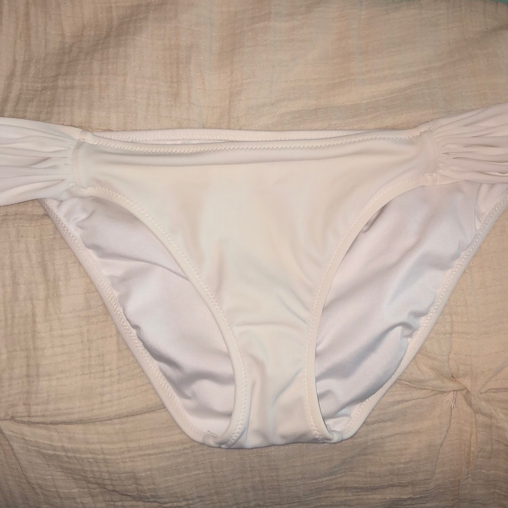 VS White Ruched Bikini Bottom